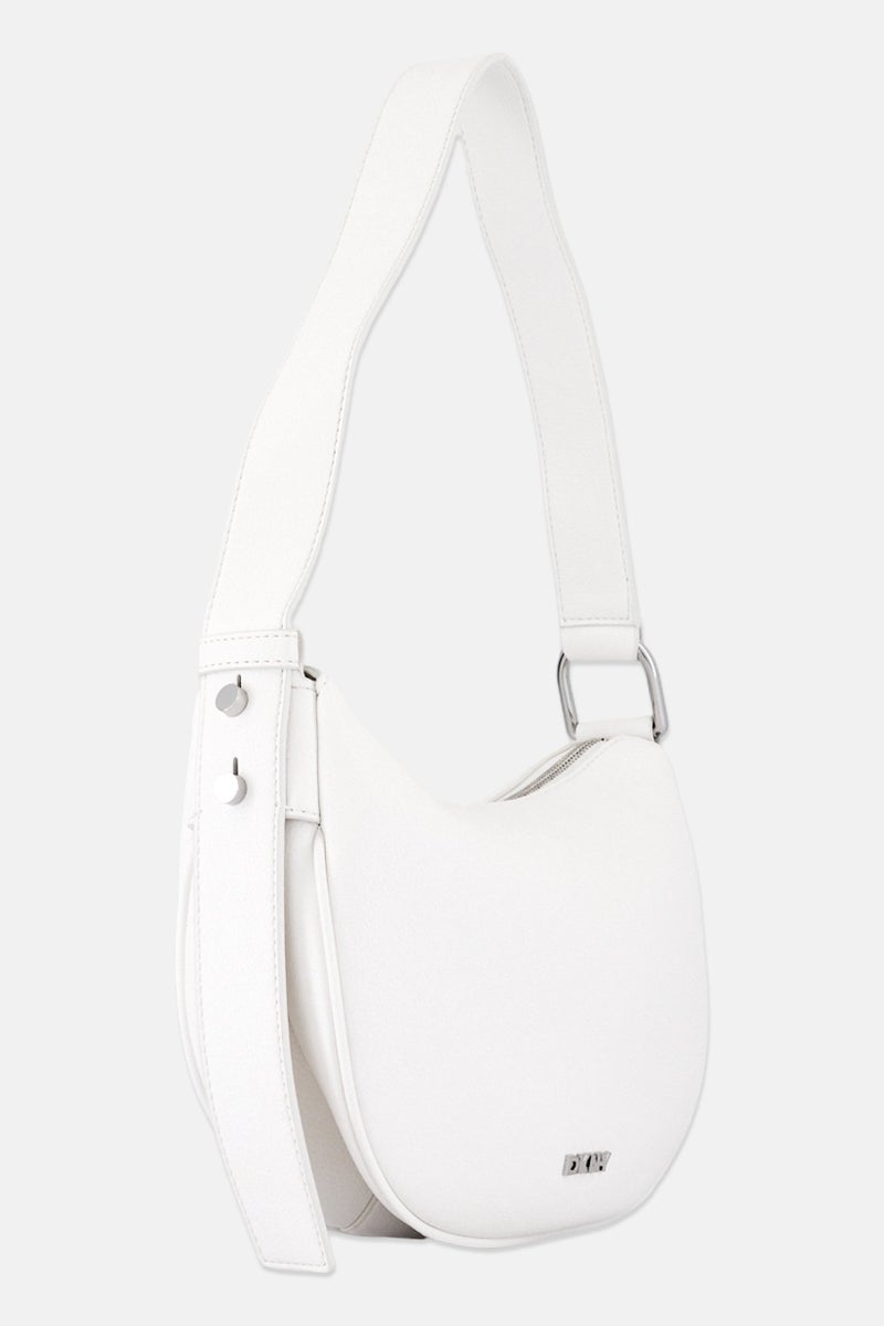 DKNY Women Hardware Logo Shoulder Bag, White - Image 2